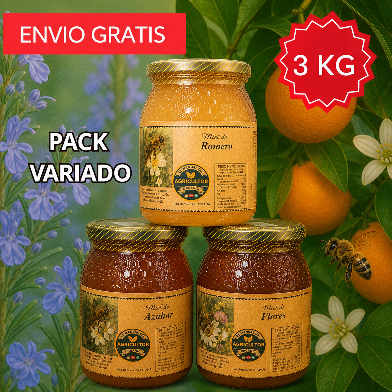 Pack de Mel Premium de Valência 3 kg.